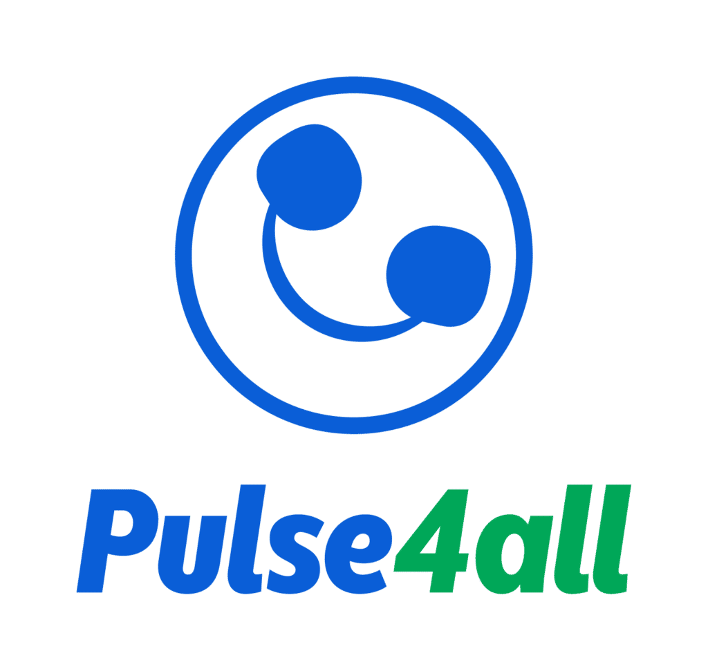 Logo van Pulse4All in het kleur, vierkant – Hartveiligheid binnen handbereik