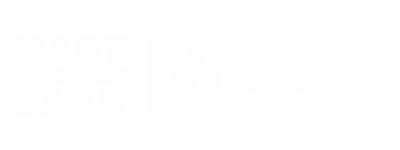 Logo van de Hartstichting met de tekst “Hart voor de Zaak” en het hart-symbool met vlam.